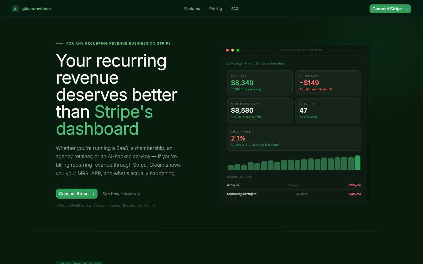 Gleam Revenue interface screenshot