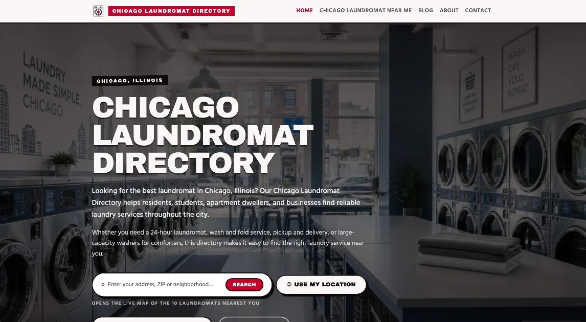Chicago Laundromats Near Me interface screenshot