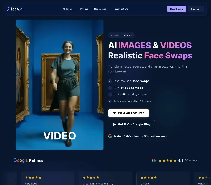 Facy AI Face Swap interface screenshot