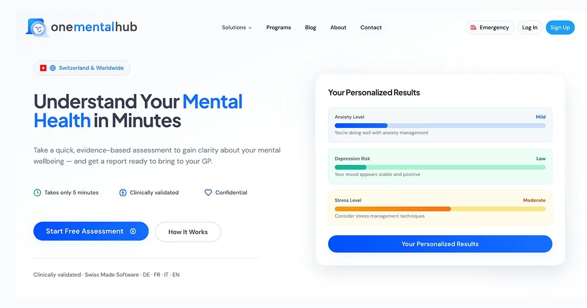 One Mental Hub interface screenshot