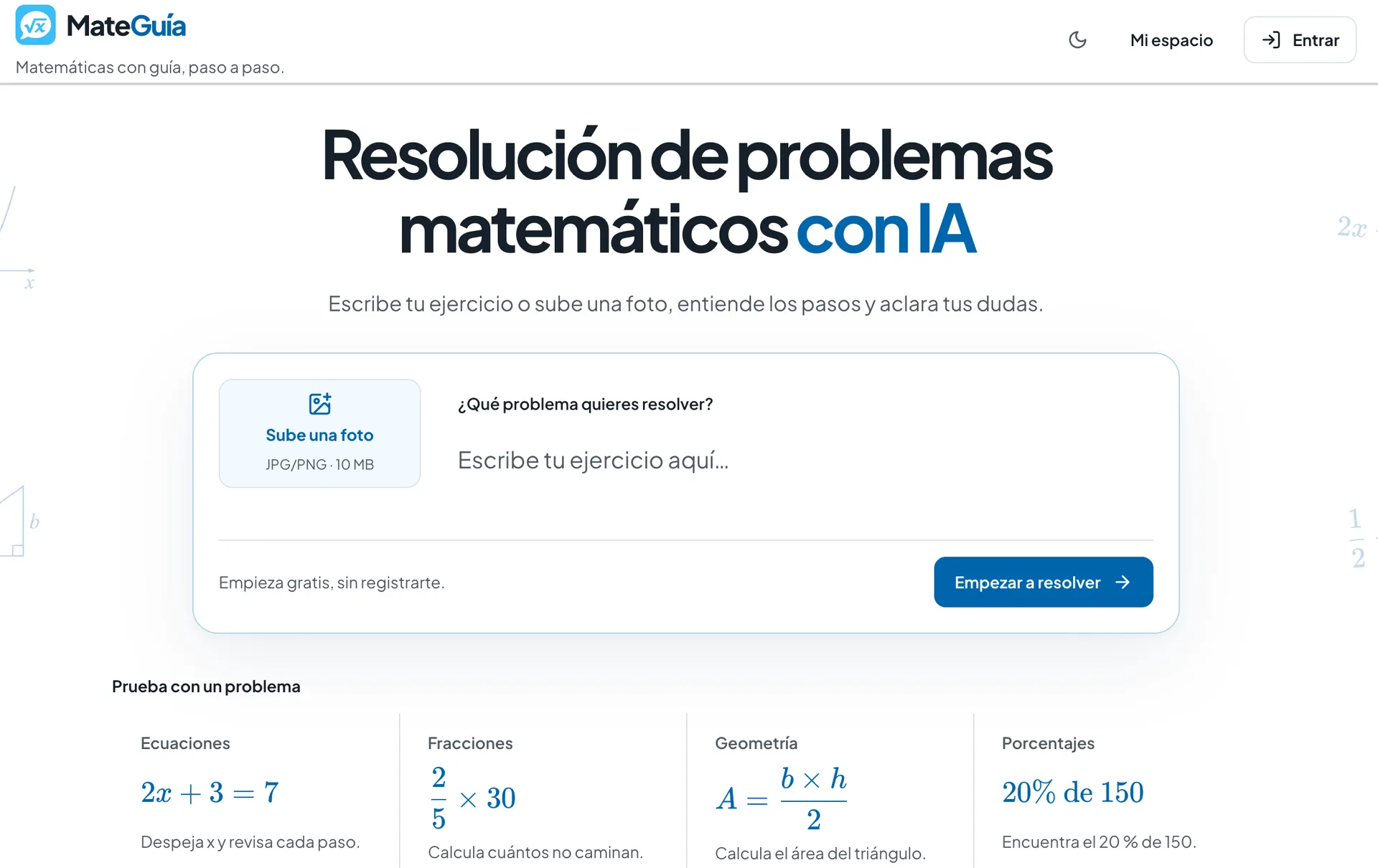 MateGuía interface screenshot
