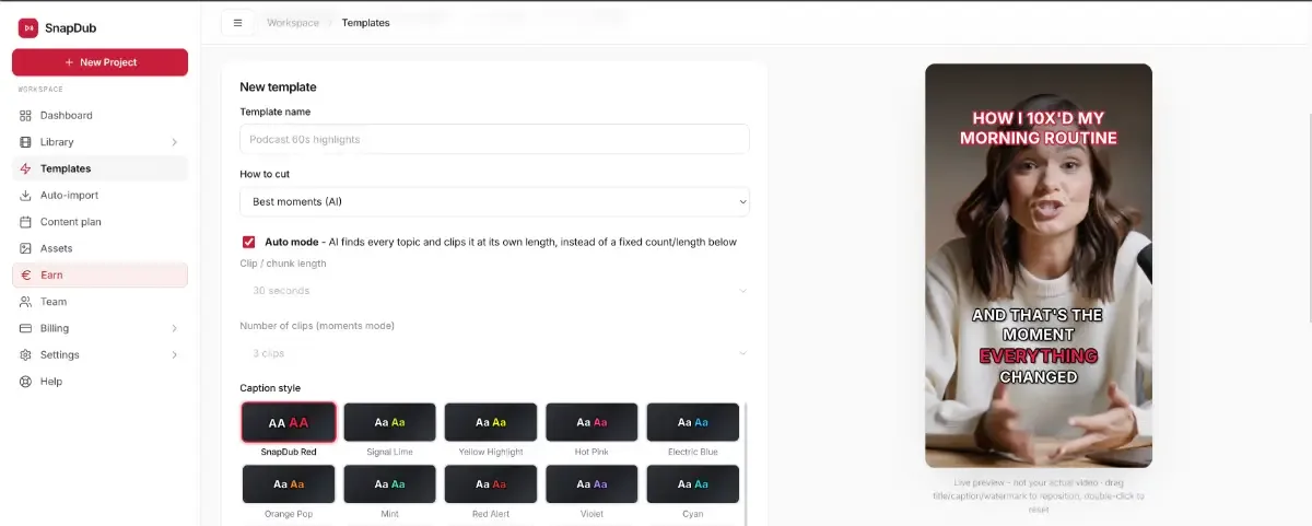 SnapDub interface screenshot