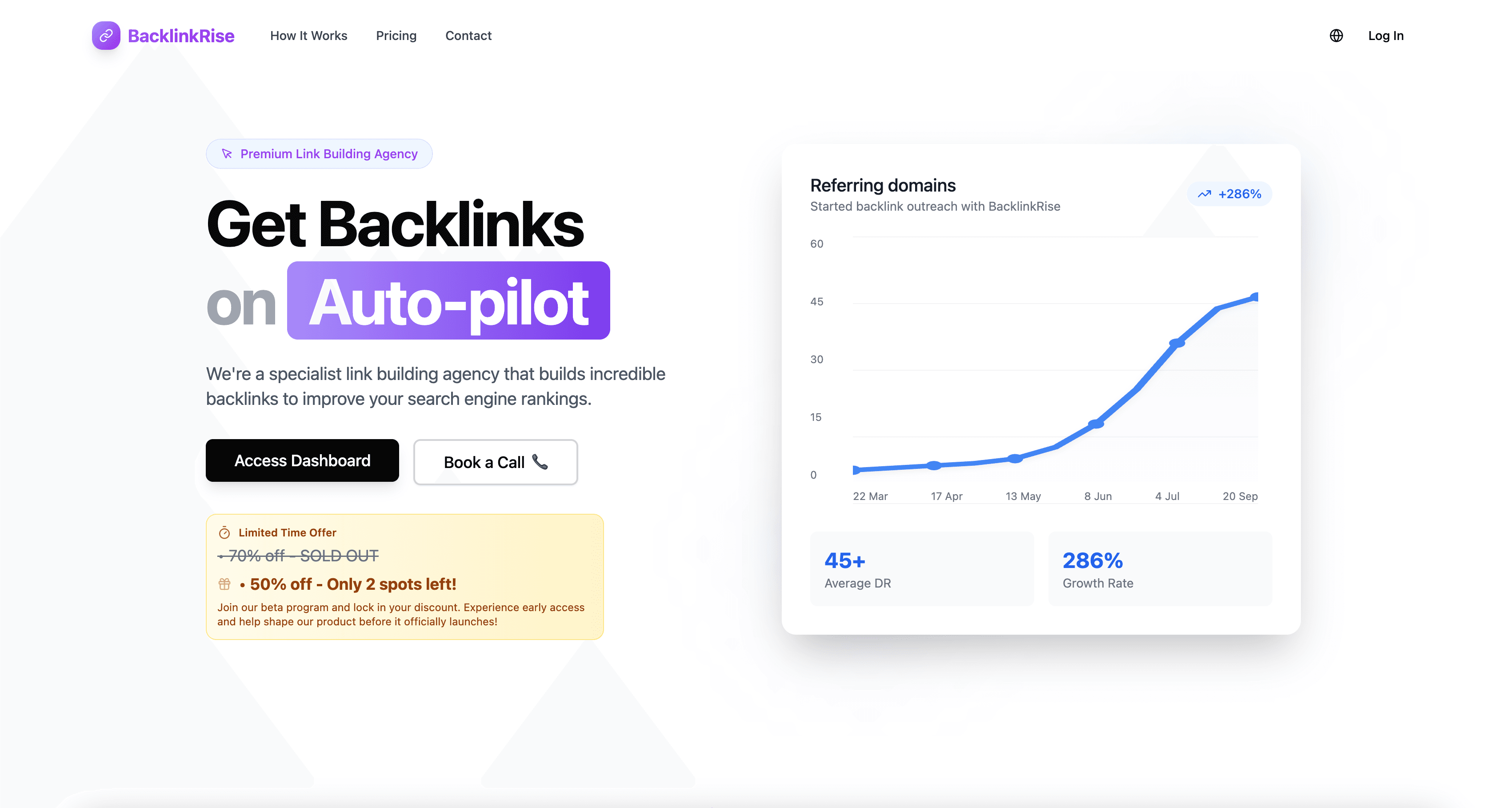 Backlink Rise interface screenshot