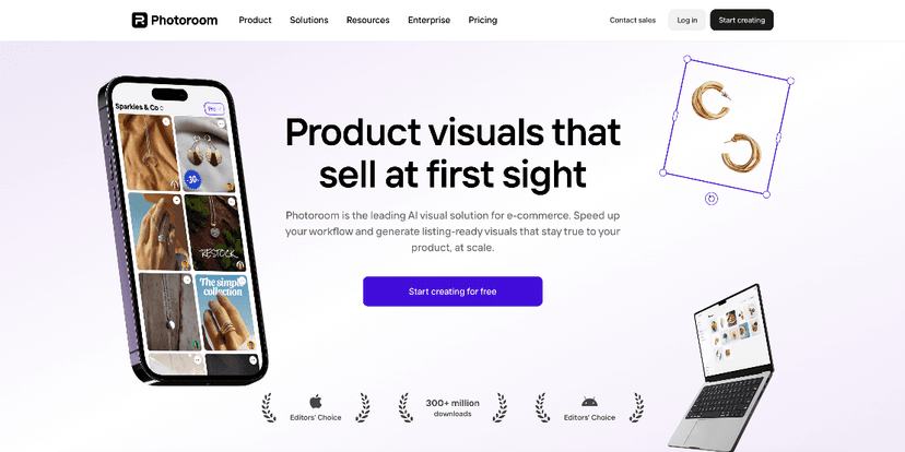 AI tool interface showing a product photo with background being removed automatically
