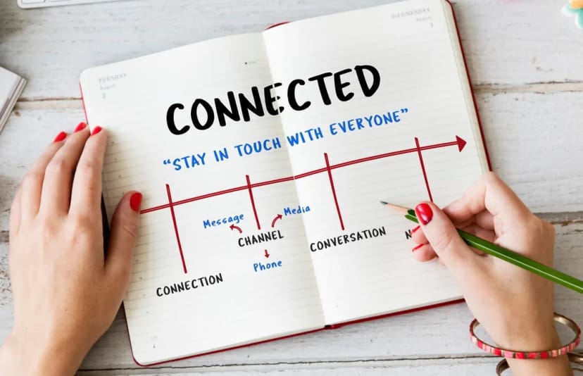 Reach out social platform connected arrow
