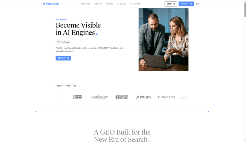 Eskimoz GEO service page: become visible in AI engines.