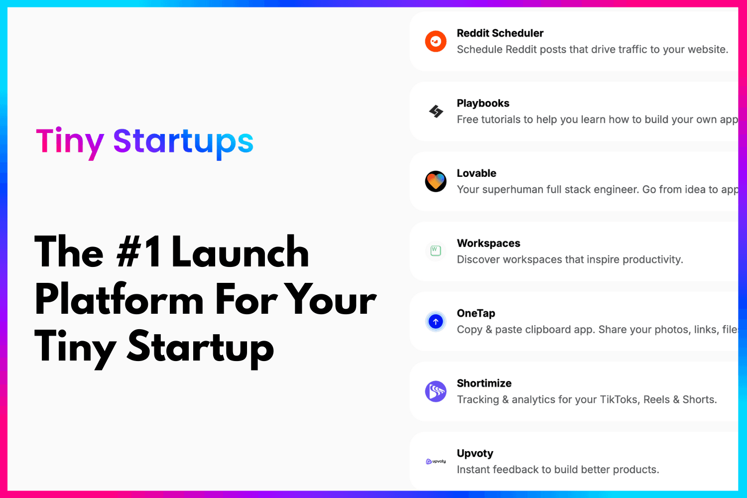 Tiny Startups website preview