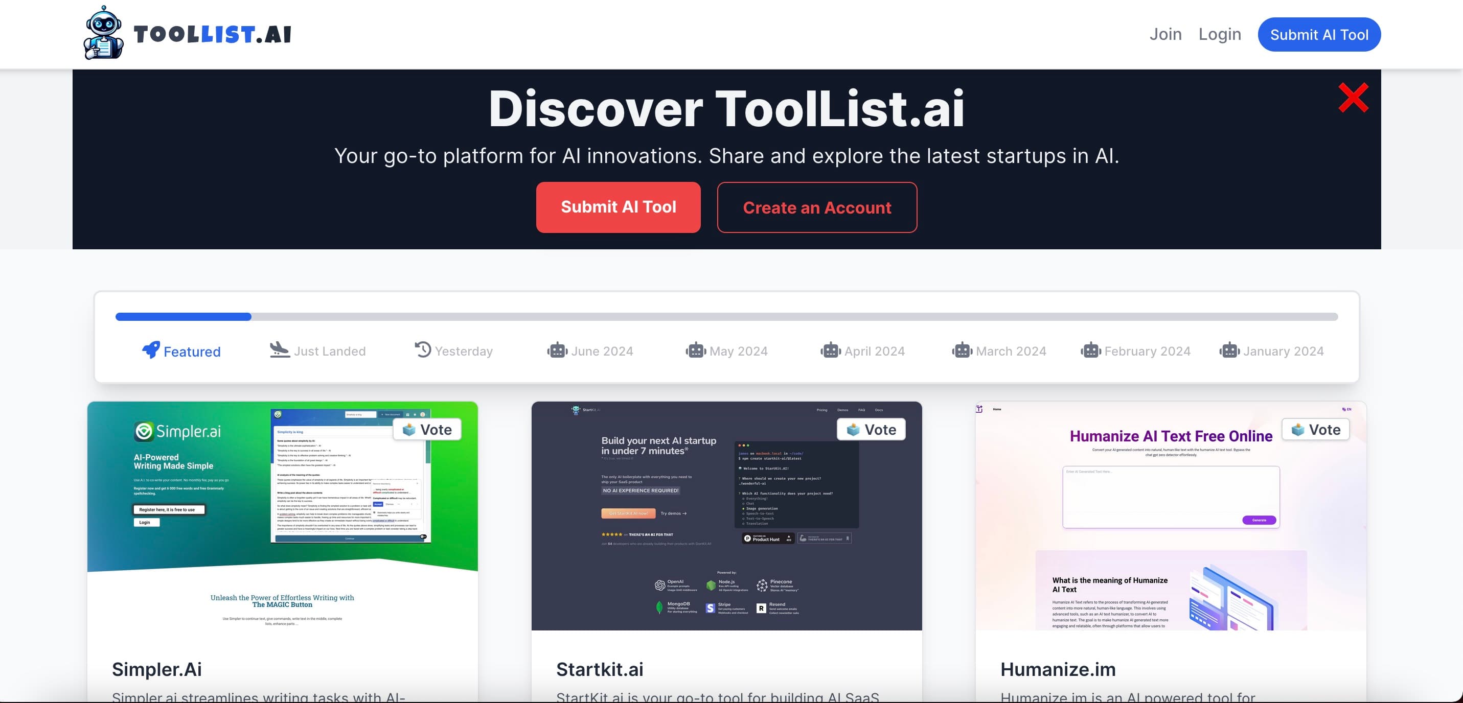 ToolList.ai website preview