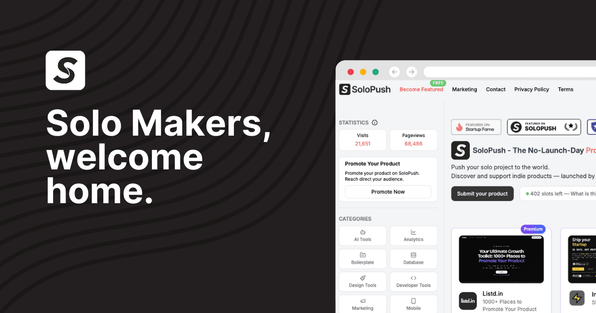 SoloPush website preview