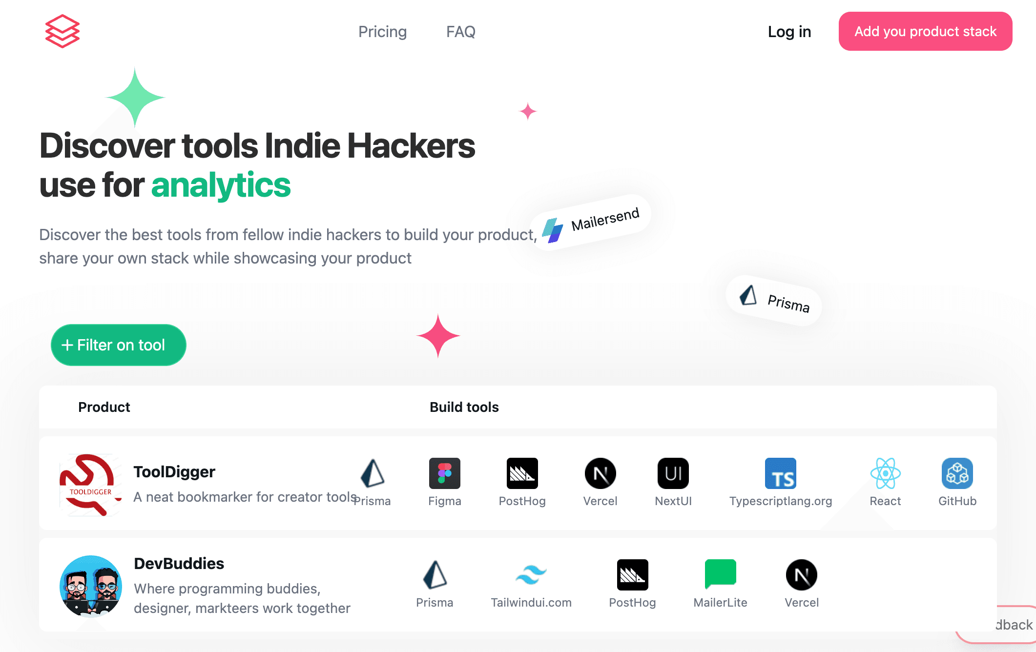 Indie Hackers Stacks website preview