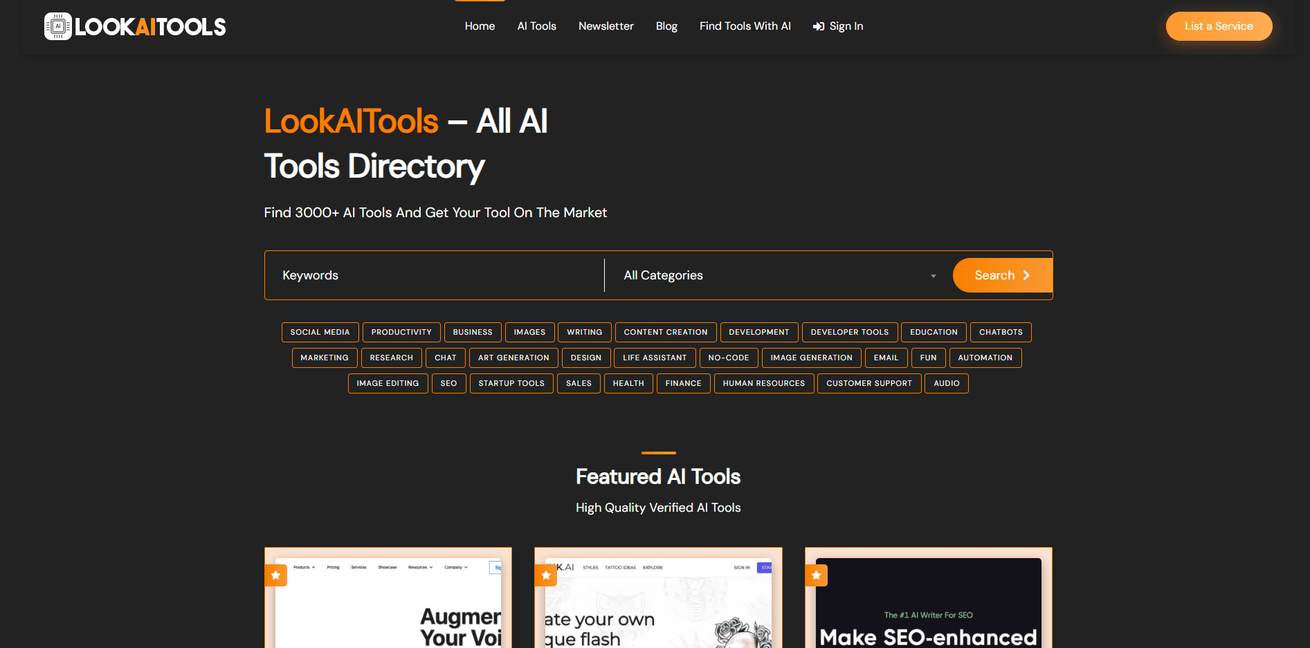 Look AI Tools website preview