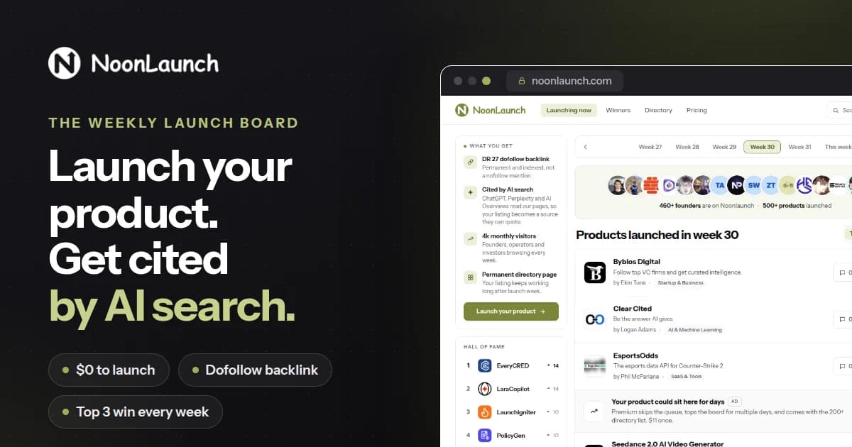 Noonlaunch website preview