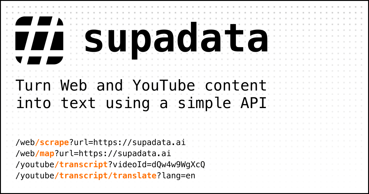 Supadata interface screenshot