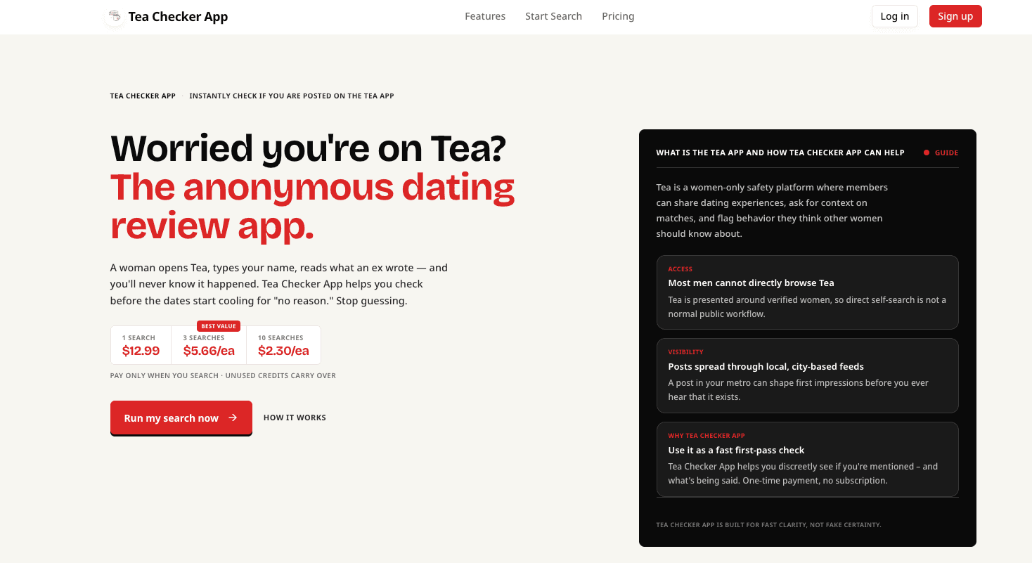 Tea Checker App interface screenshot