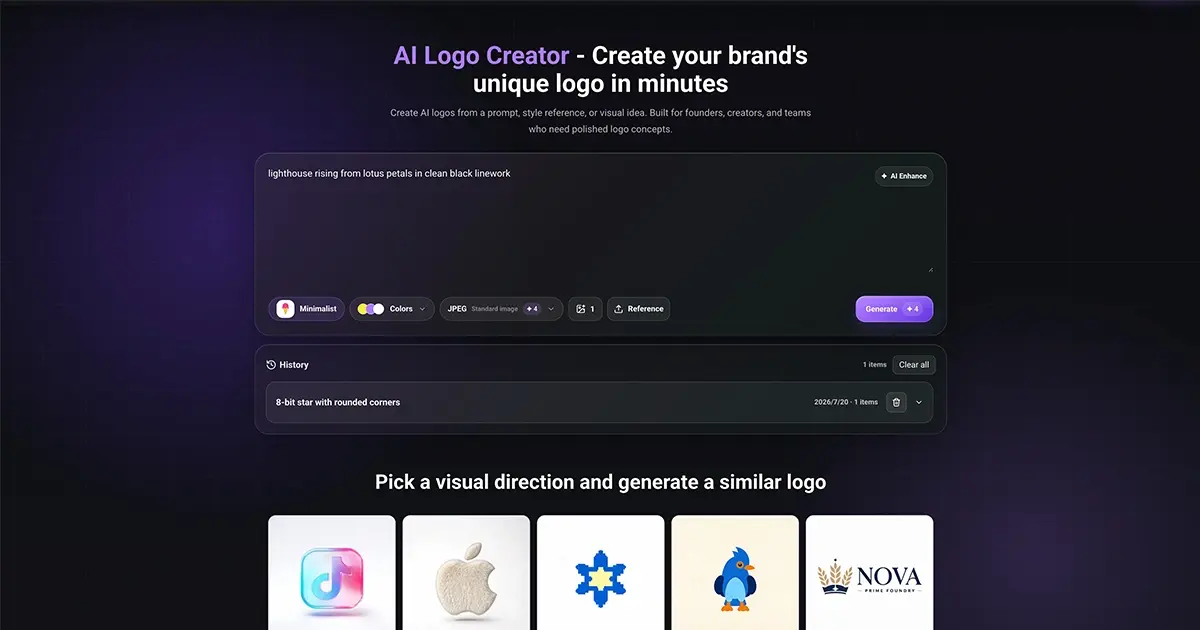 AI Logo Creator interface screenshot