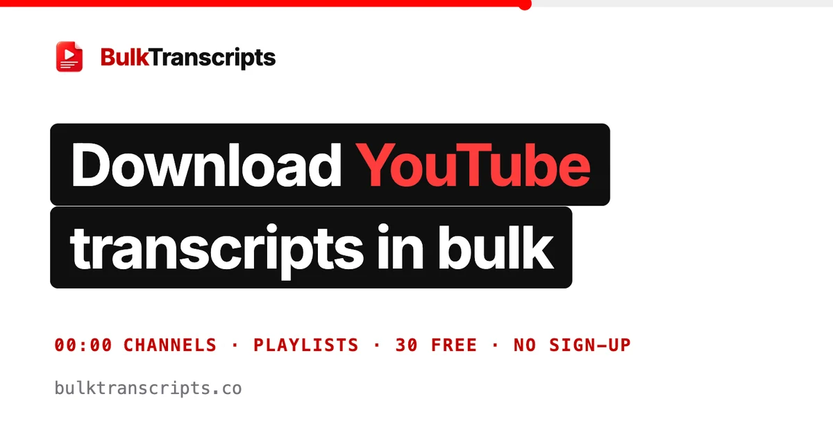 Bulk YouTube Transcript Downloader interface screenshot