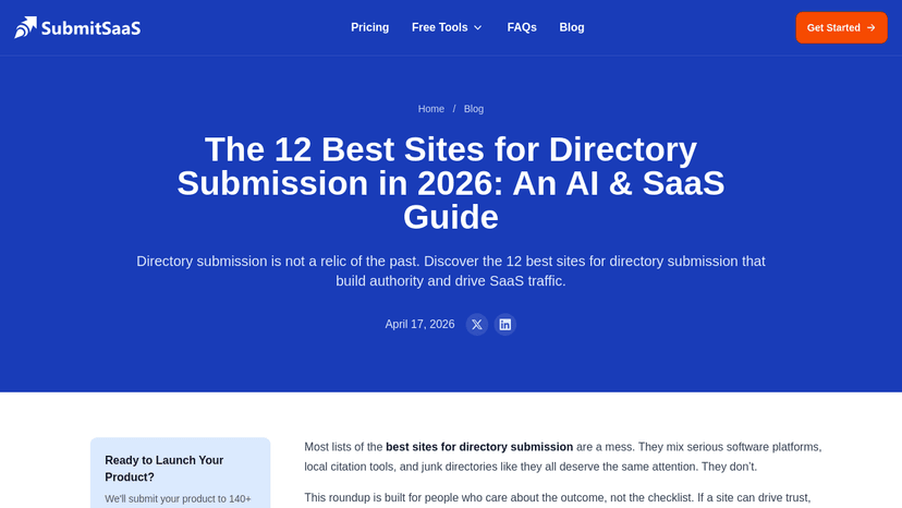 SubmitSaaS homepage screenshot