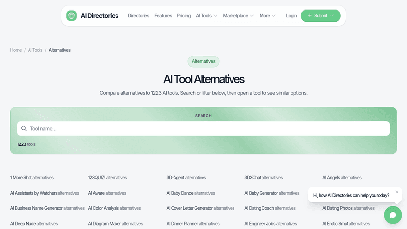 Altern homepage screenshot