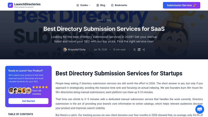 LaunchDirectories homepage screenshot