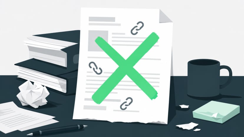Illustration showing common manual submission errors including wrong document versions and broken hyperlinks