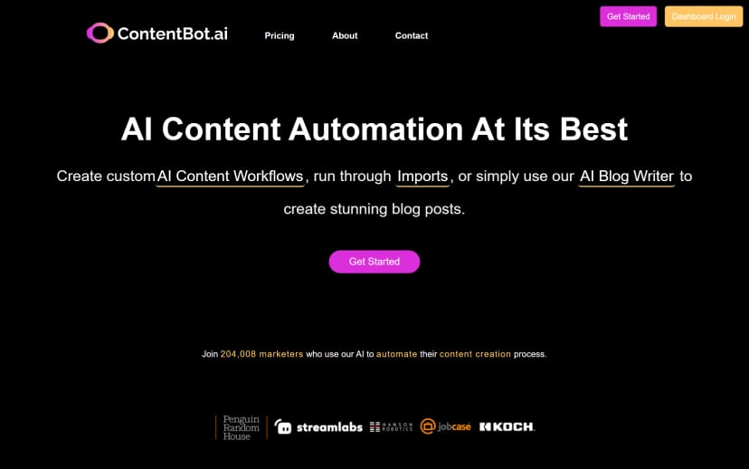 ContentBot.ai homepage